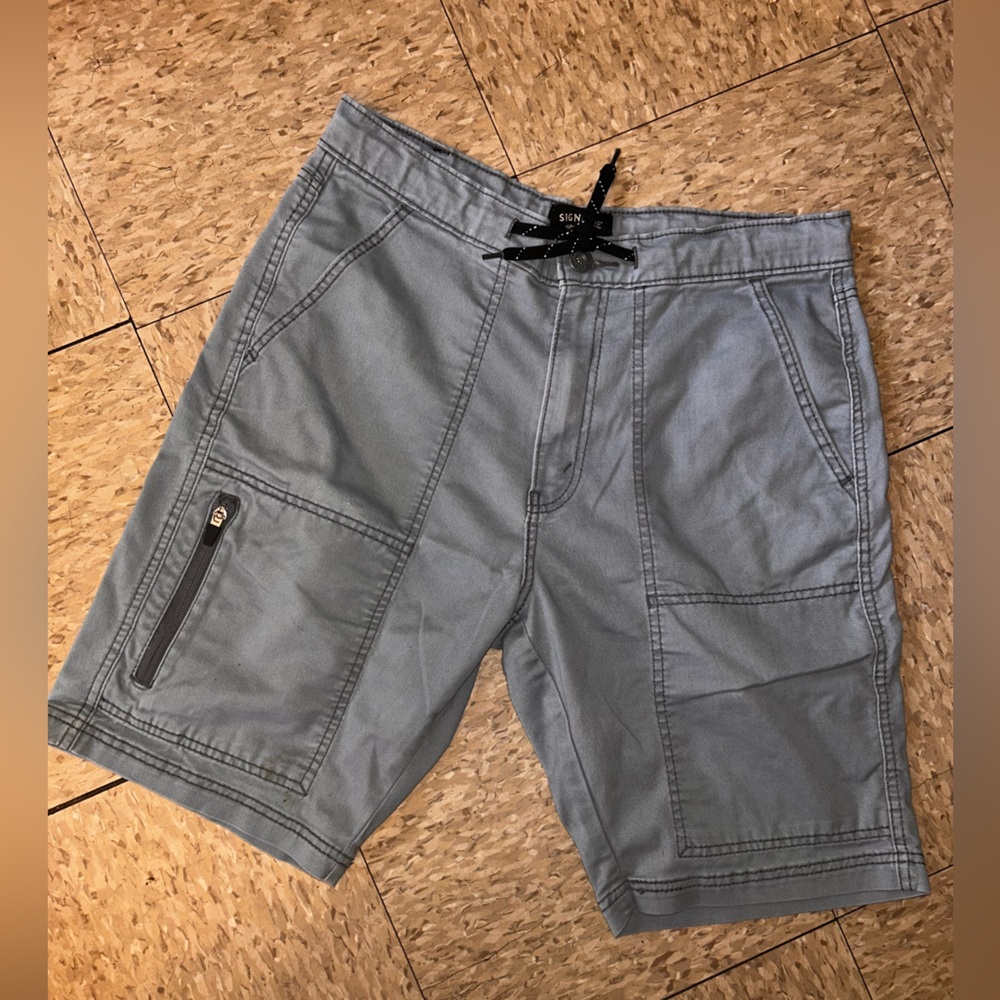 Signature Gray Cargo Shorts with Zip Pocket
